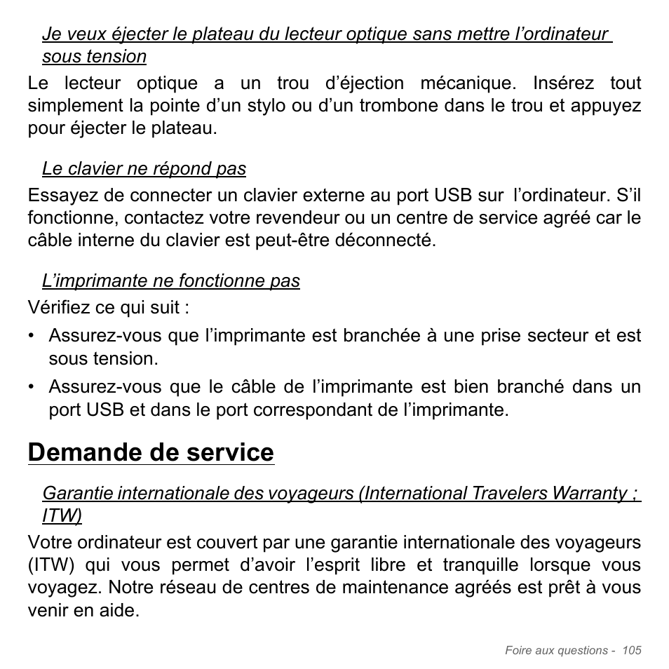 Demande de service | Acer Aspire V5-571PG User Manual | Page 219 / 3604