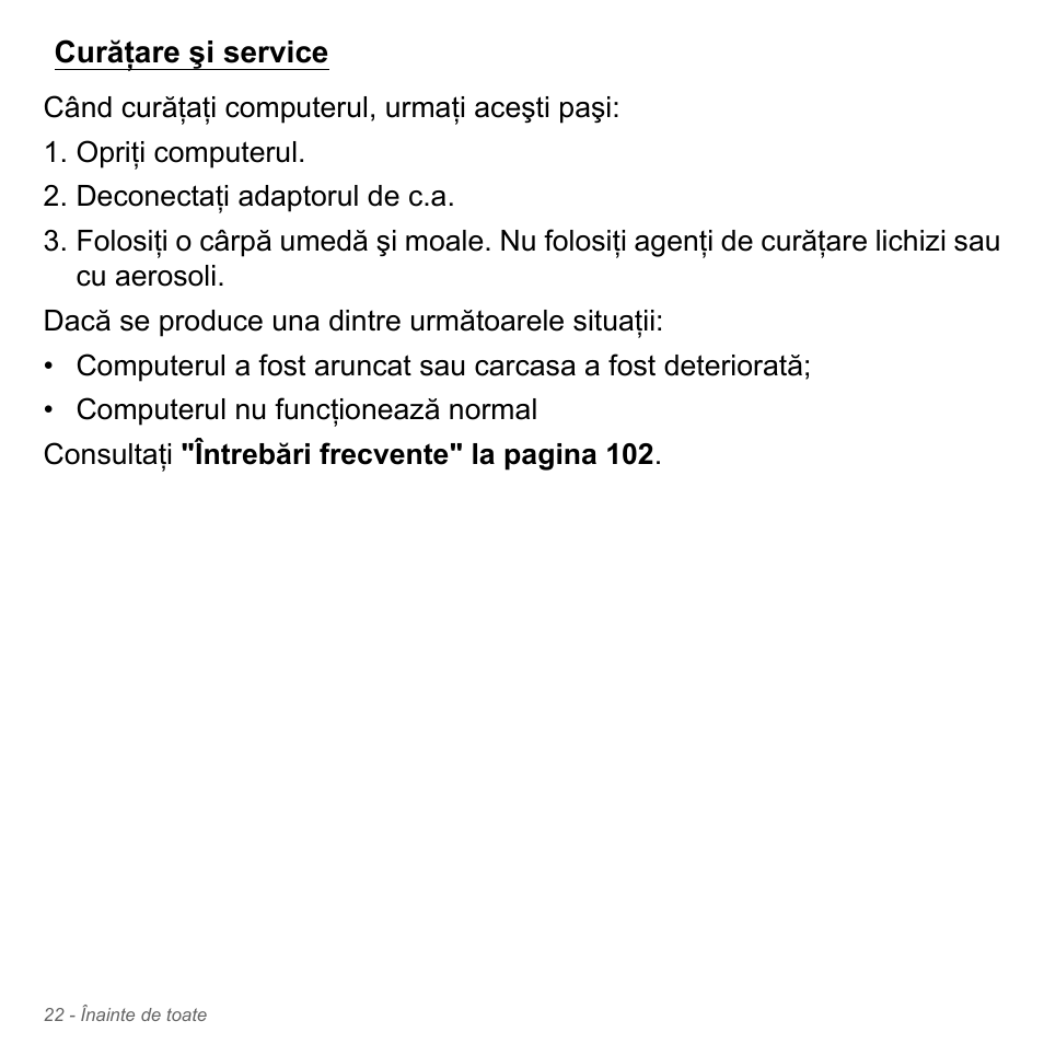 Curăţare şi service | Acer Aspire V5-571PG User Manual | Page 2218 / 3604