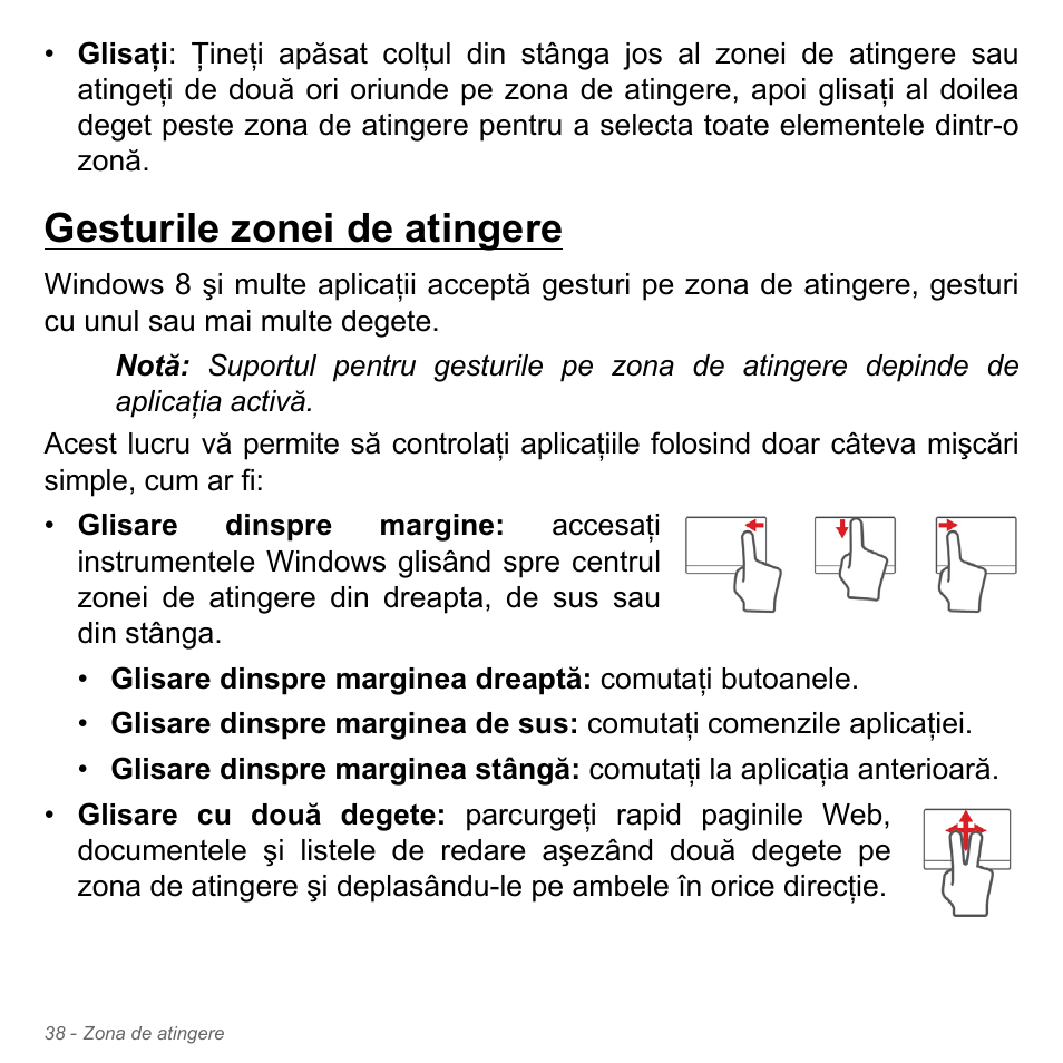 Gesturile zonei de atingere | Acer Aspire V5-571PG User Manual | Page 2234 / 3604