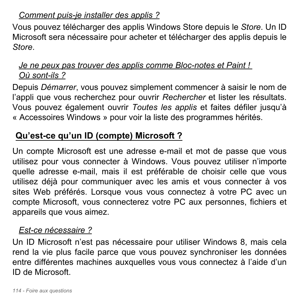 Qu’est-ce qu’un id (compte) microsoft, Qu’est-ce qu’un id (compte), Microsoft | Acer Aspire V5-571PG User Manual | Page 228 / 3604