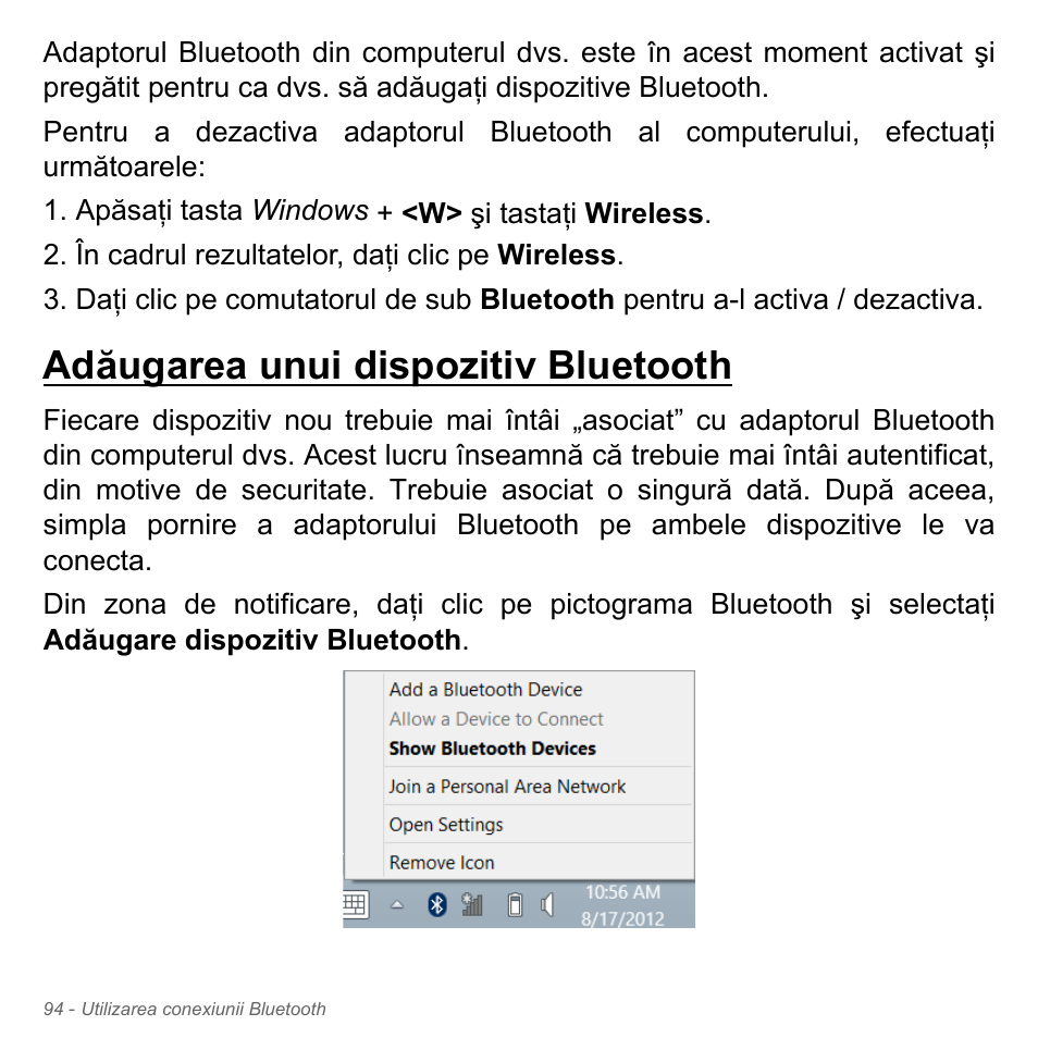 Adăugarea unui dispozitiv bluetooth | Acer Aspire V5-571PG User Manual | Page 2290 / 3604