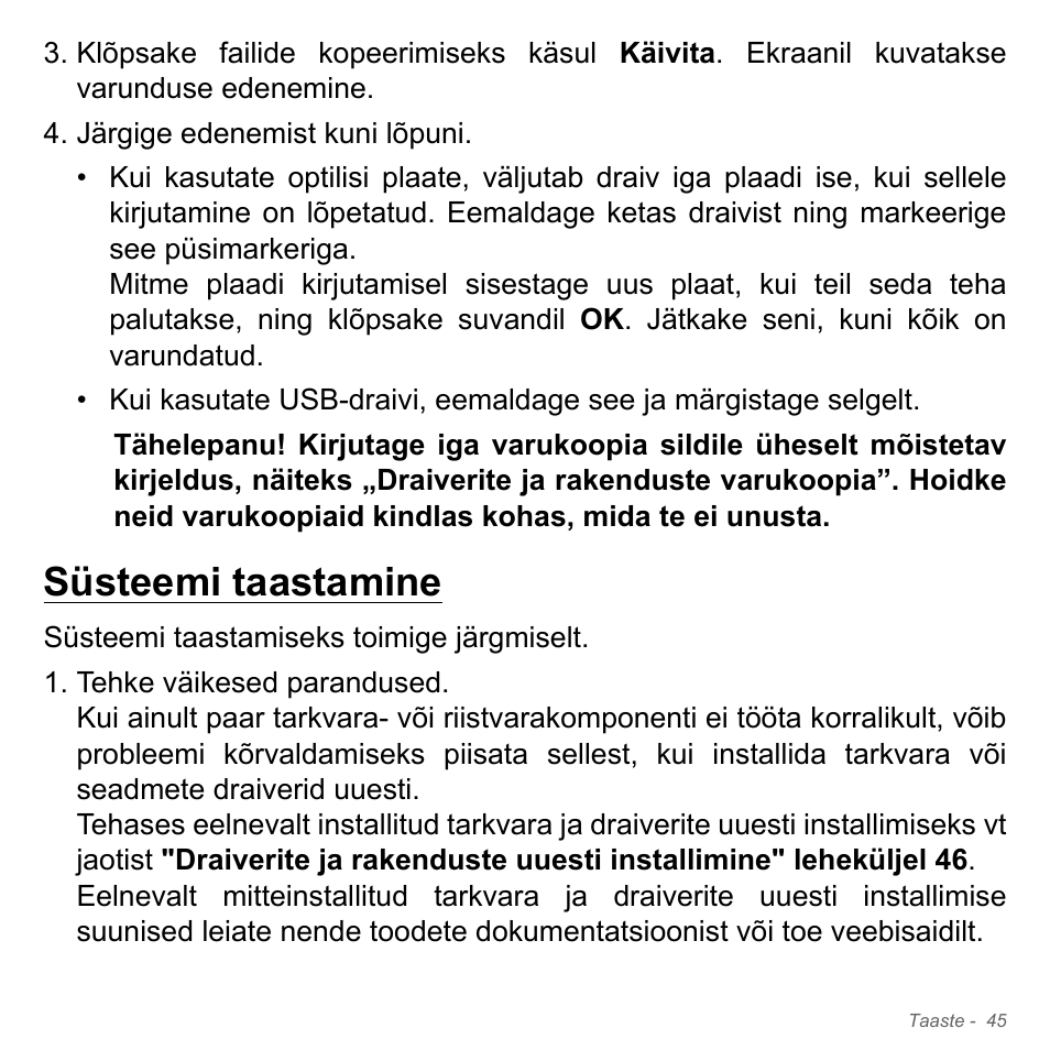 Süsteemi taastamine | Acer Aspire V5-571PG User Manual | Page 2495 / 3604