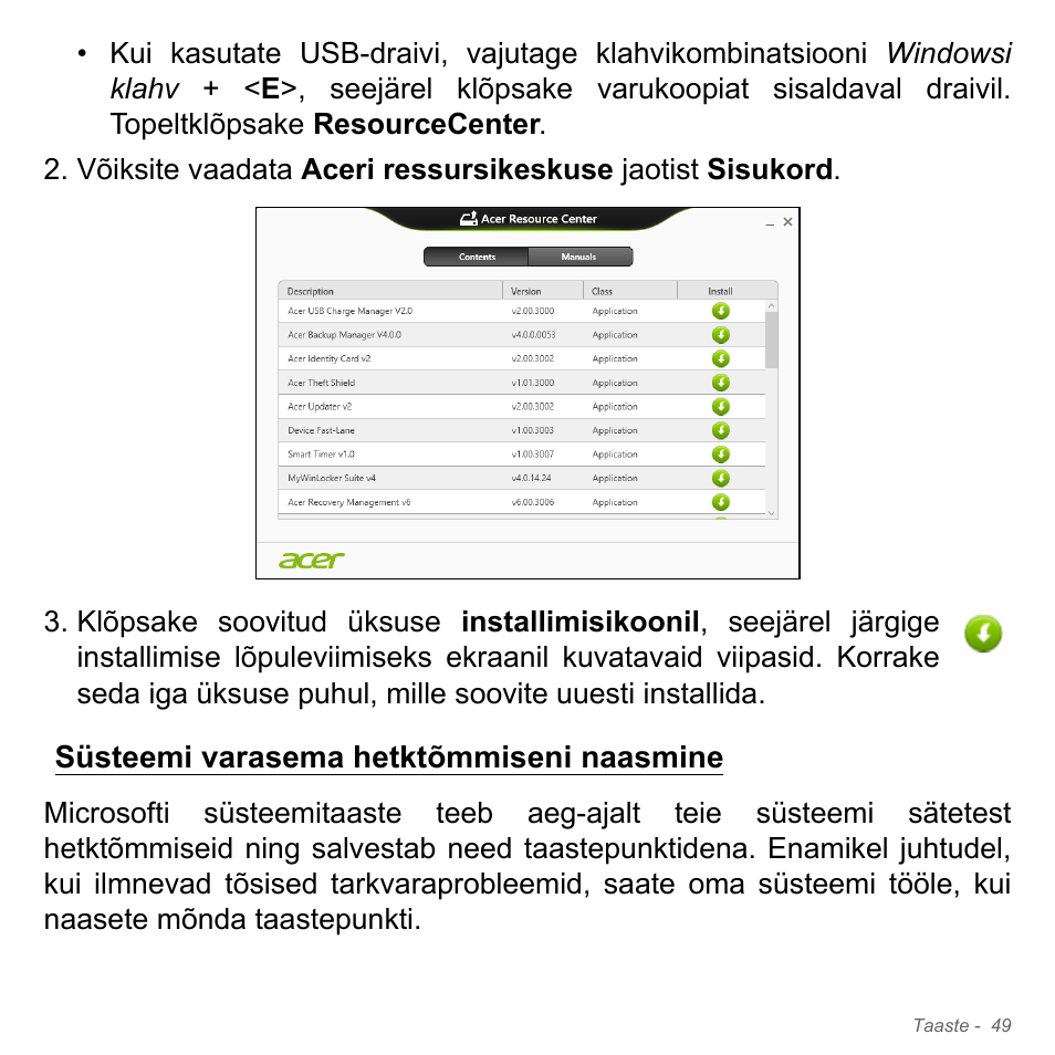 Süsteemi varasema hetktõmmiseni naasmine | Acer Aspire V5-571PG User Manual | Page 2499 / 3604
