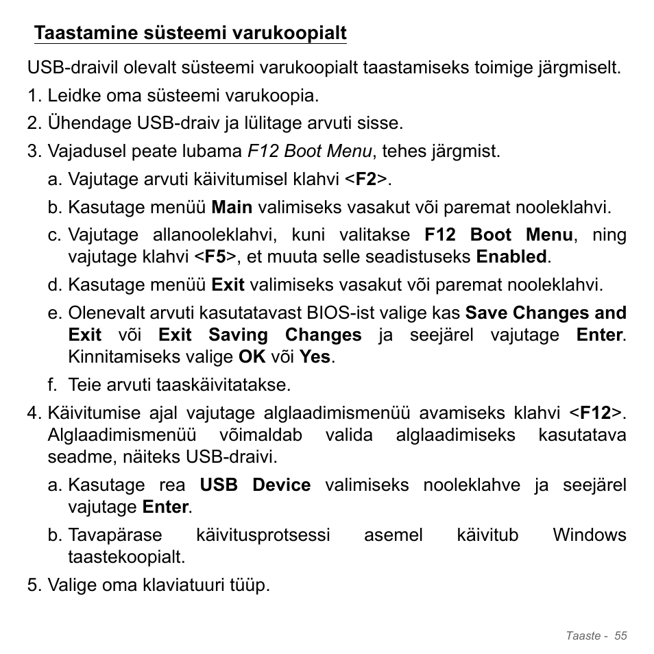 Taastamine süsteemi varukoopialt | Acer Aspire V5-571PG User Manual | Page 2505 / 3604
