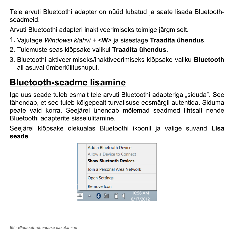 Bluetooth-seadme lisamine | Acer Aspire V5-571PG User Manual | Page 2538 / 3604