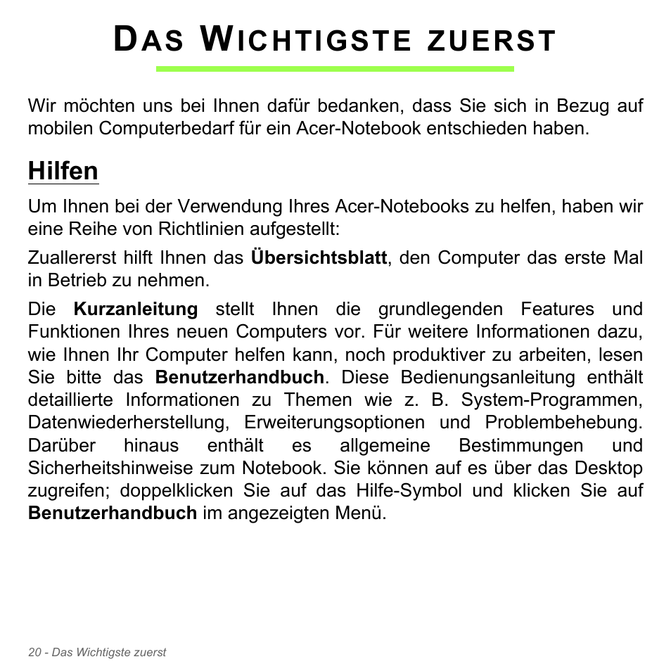 Das wichtigste zuerst, Hilfen | Acer Aspire V5-571PG User Manual | Page 258 / 3604