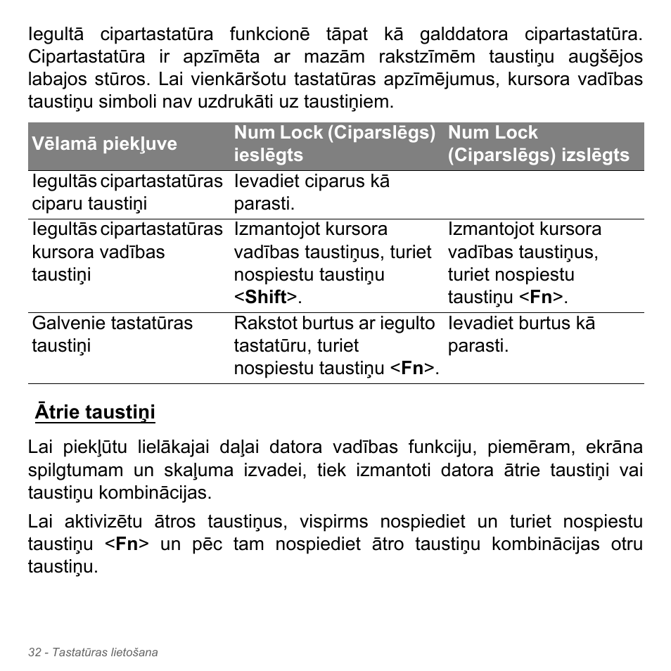 Ātrie taustiņi | Acer Aspire V5-571PG User Manual | Page 2598 / 3604