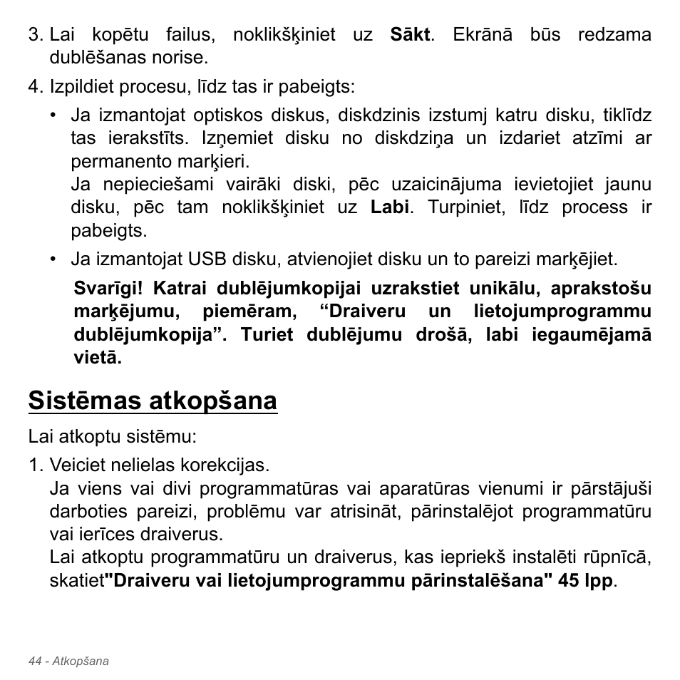 Sistēmas atkopšana | Acer Aspire V5-571PG User Manual | Page 2610 / 3604