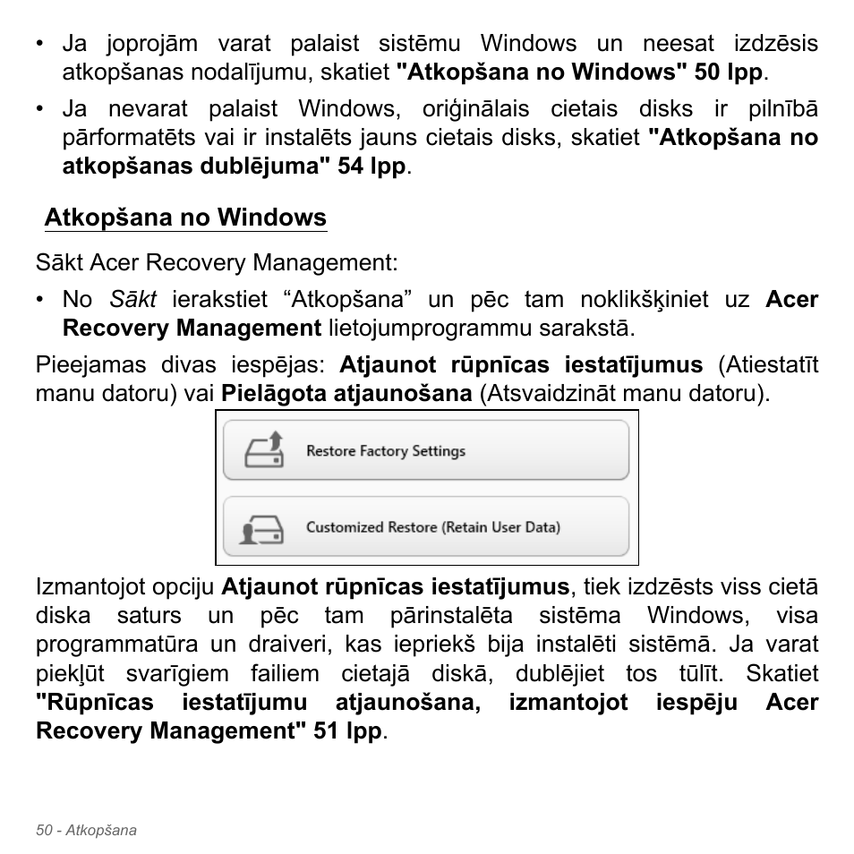 Atkopšana no windows | Acer Aspire V5-571PG User Manual | Page 2616 / 3604