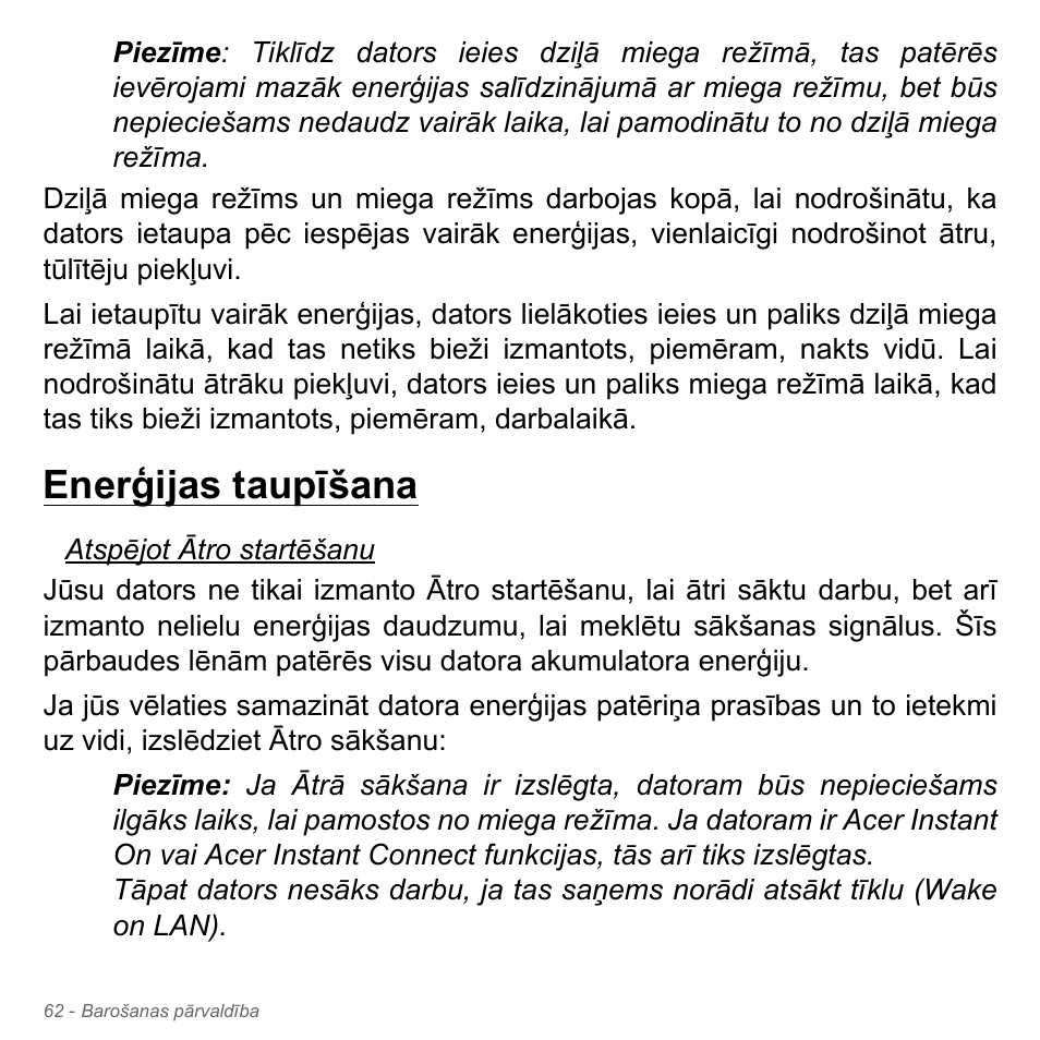 Enerģijas taupīšana | Acer Aspire V5-571PG User Manual | Page 2628 / 3604