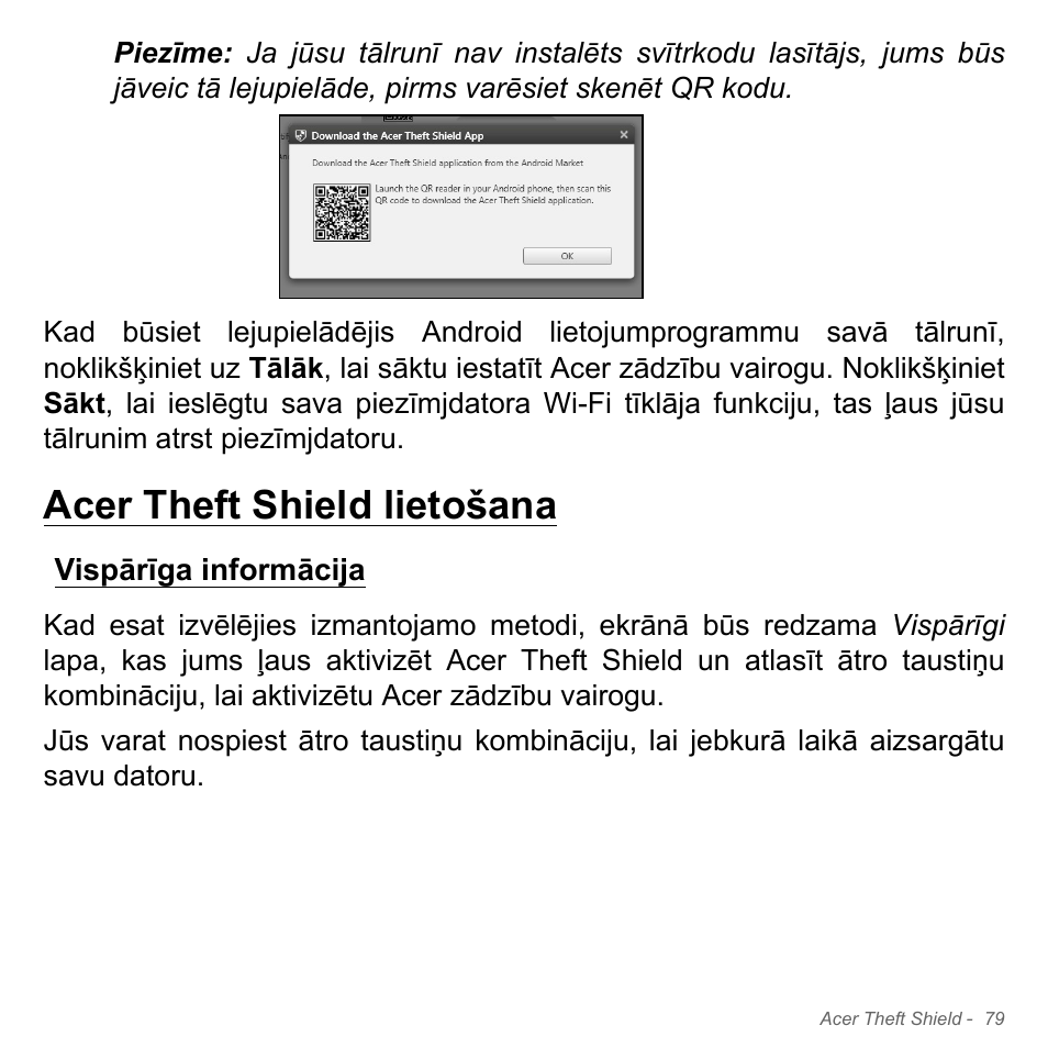 Acer theft shield lietošana, Vispārīga informācija | Acer Aspire V5-571PG User Manual | Page 2645 / 3604