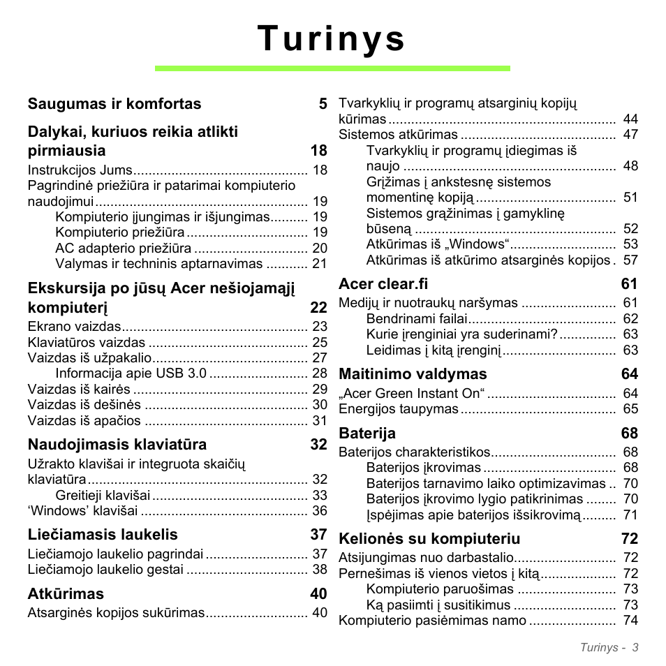 Turinys | Acer Aspire V5-571PG User Manual | Page 2685 / 3604