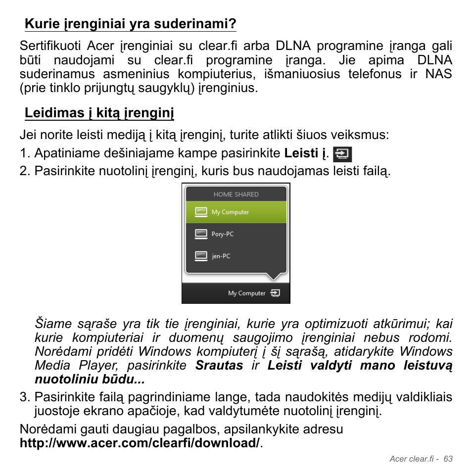 Kurie įrenginiai yra suderinami, Leidimas į kitą įrenginį | Acer Aspire V5-571PG User Manual | Page 2745 / 3604