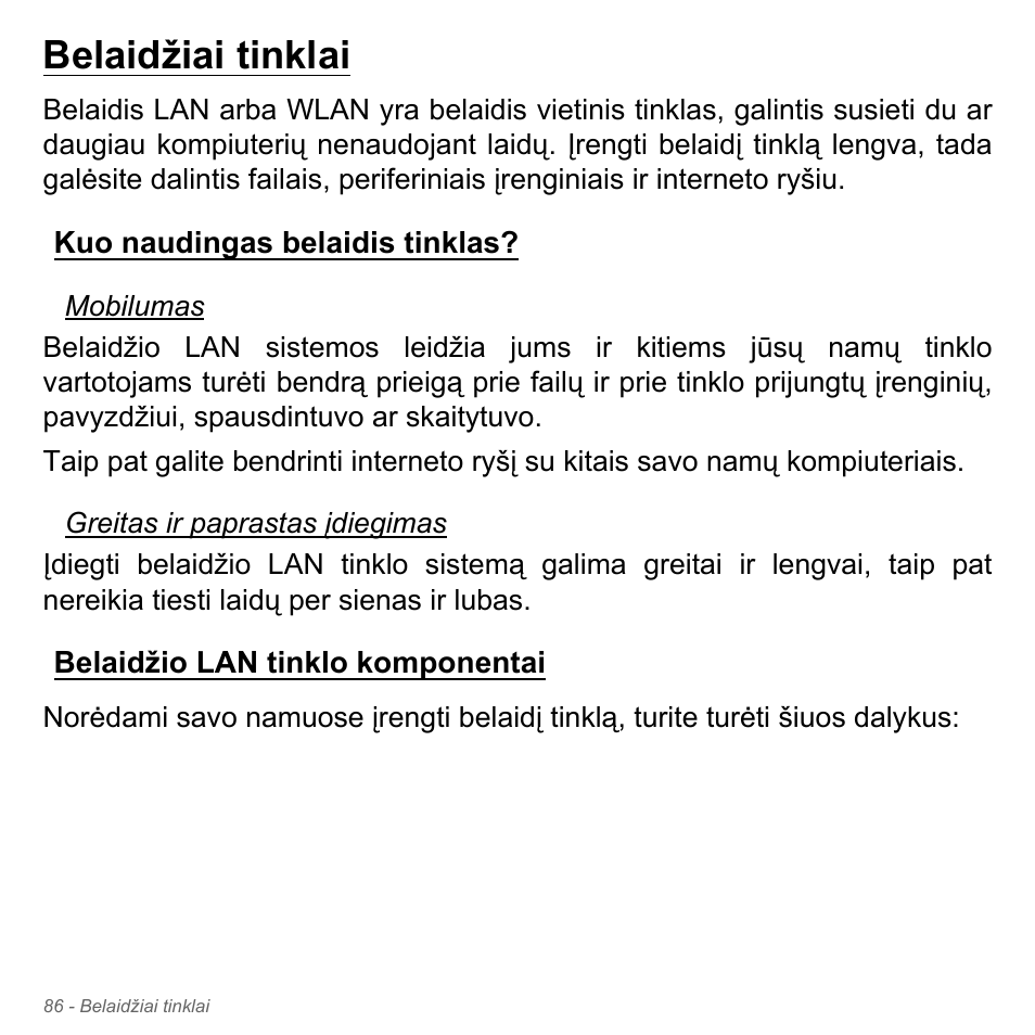 Belaidžiai tinklai, Kuo naudingas belaidis tinklas, Belaidžio lan tinklo komponentai | Acer Aspire V5-571PG User Manual | Page 2768 / 3604