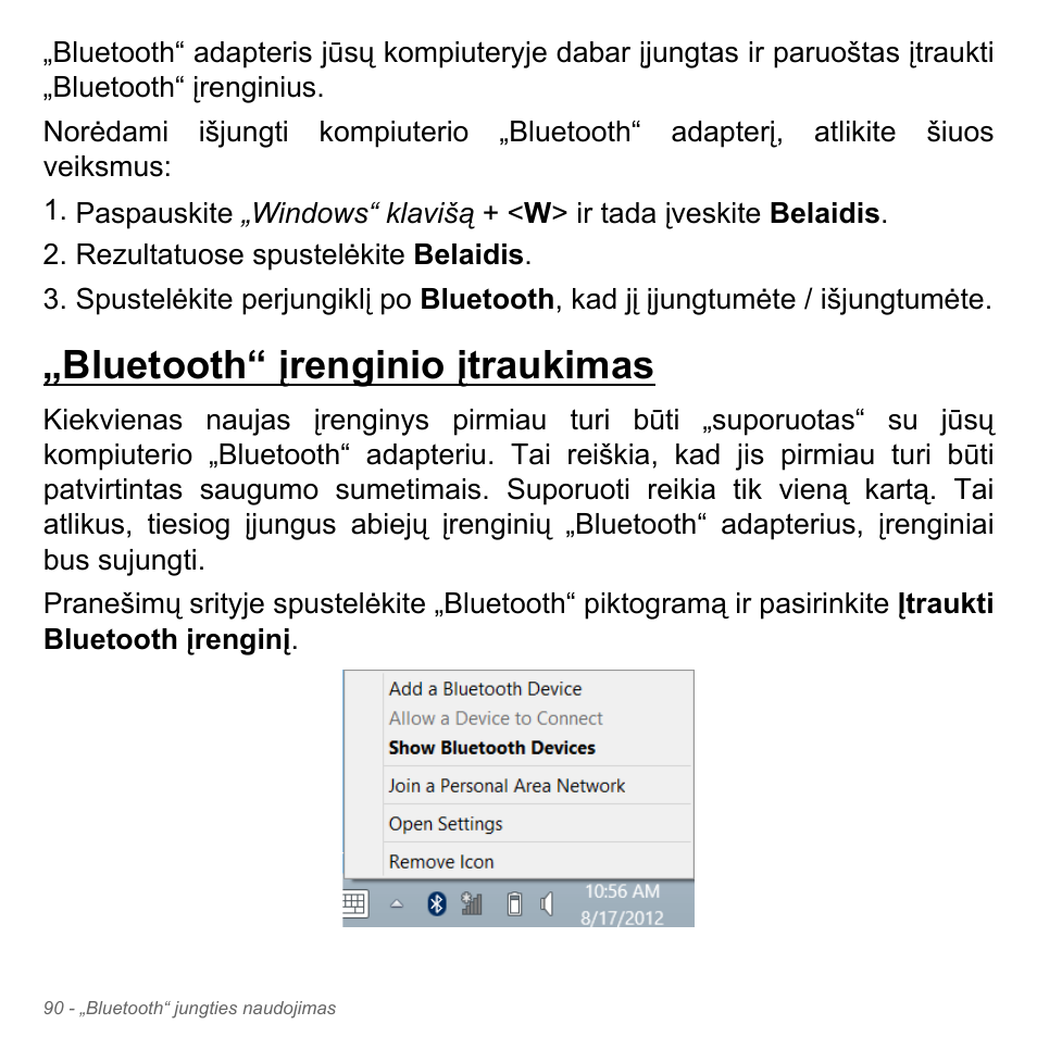 Bluetooth“ įrenginio įtraukimas | Acer Aspire V5-571PG User Manual | Page 2772 / 3604