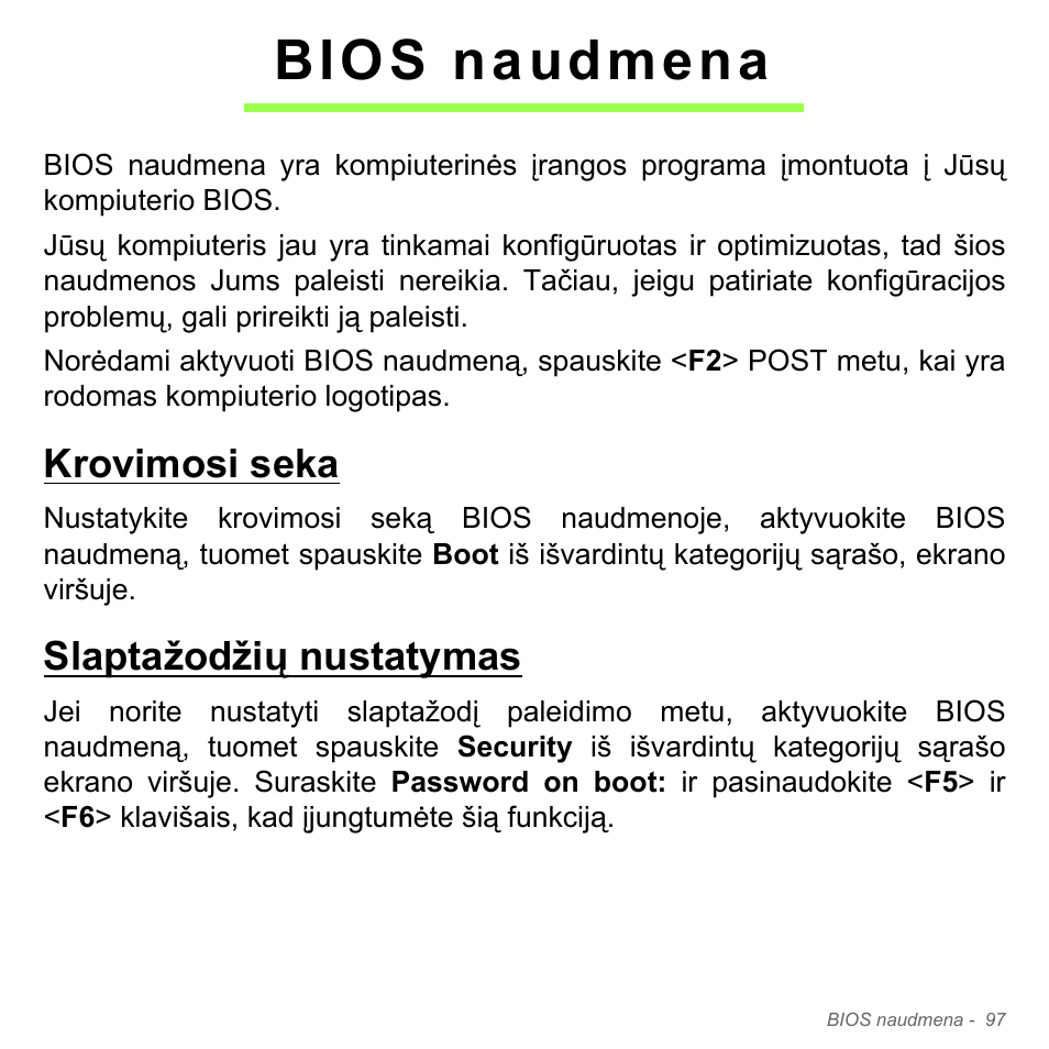 Bios naudmena, Krovimosi seka, Slaptažodžių nustatymas | Krovimosi seka slaptažodžių nustatymas | Acer Aspire V5-571PG User Manual | Page 2779 / 3604