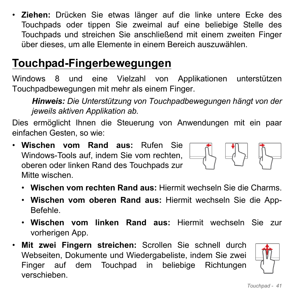 Touchpad-fingerbewegungen | Acer Aspire V5-571PG User Manual | Page 279 / 3604