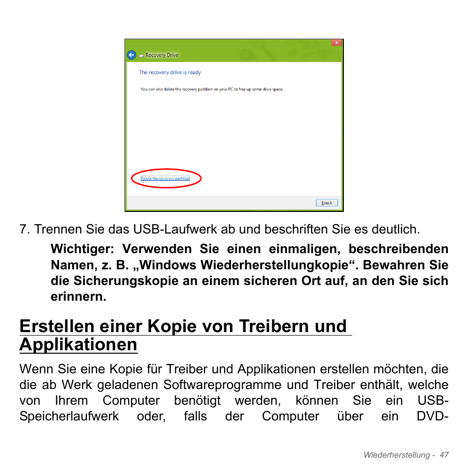 Erstellen einer kopie von treibern und, Applikationen | Acer Aspire V5-571PG User Manual | Page 285 / 3604