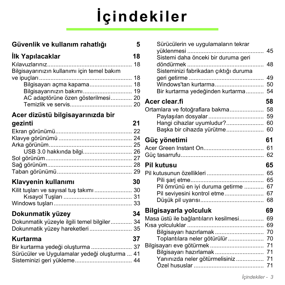 Içindekiler | Acer Aspire V5-571PG User Manual | Page 2943 / 3604