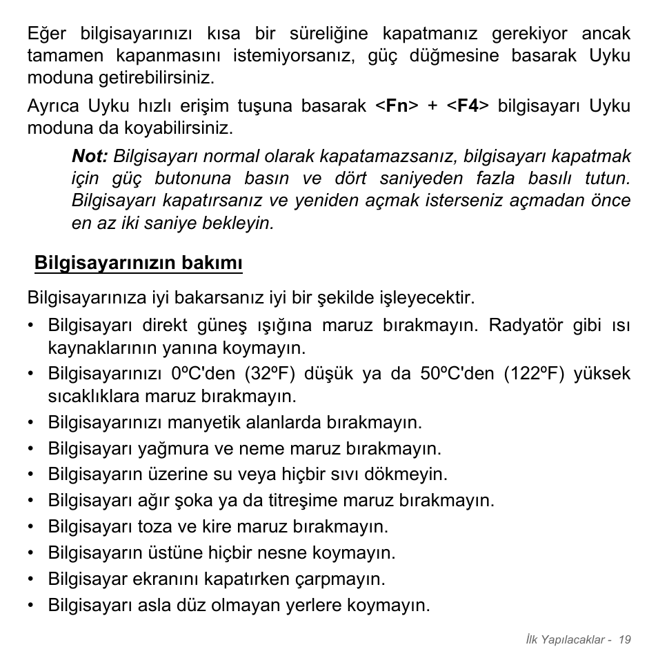 Bilgisayarınızın bakımı | Acer Aspire V5-571PG User Manual | Page 2959 / 3604