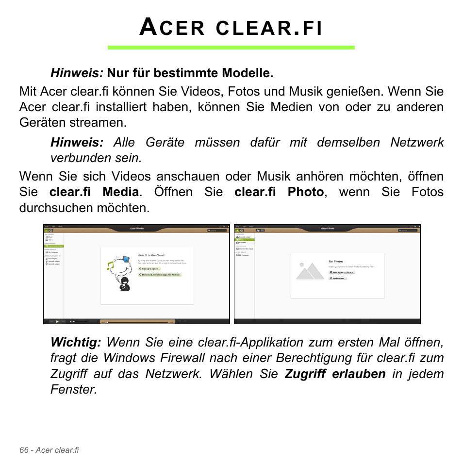 Acer clear.fi, Clear | Acer Aspire V5-571PG User Manual | Page 304 / 3604