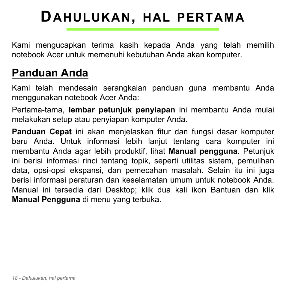Dahulukan, hal pertama, Panduan anda | Acer Aspire V5-571PG User Manual | Page 3388 / 3604