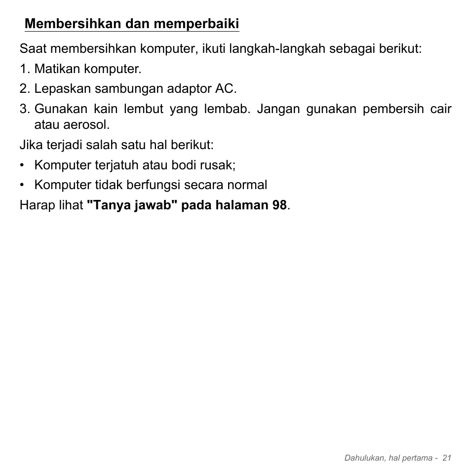 Membersihkan dan memperbaiki | Acer Aspire V5-571PG User Manual | Page 3391 / 3604