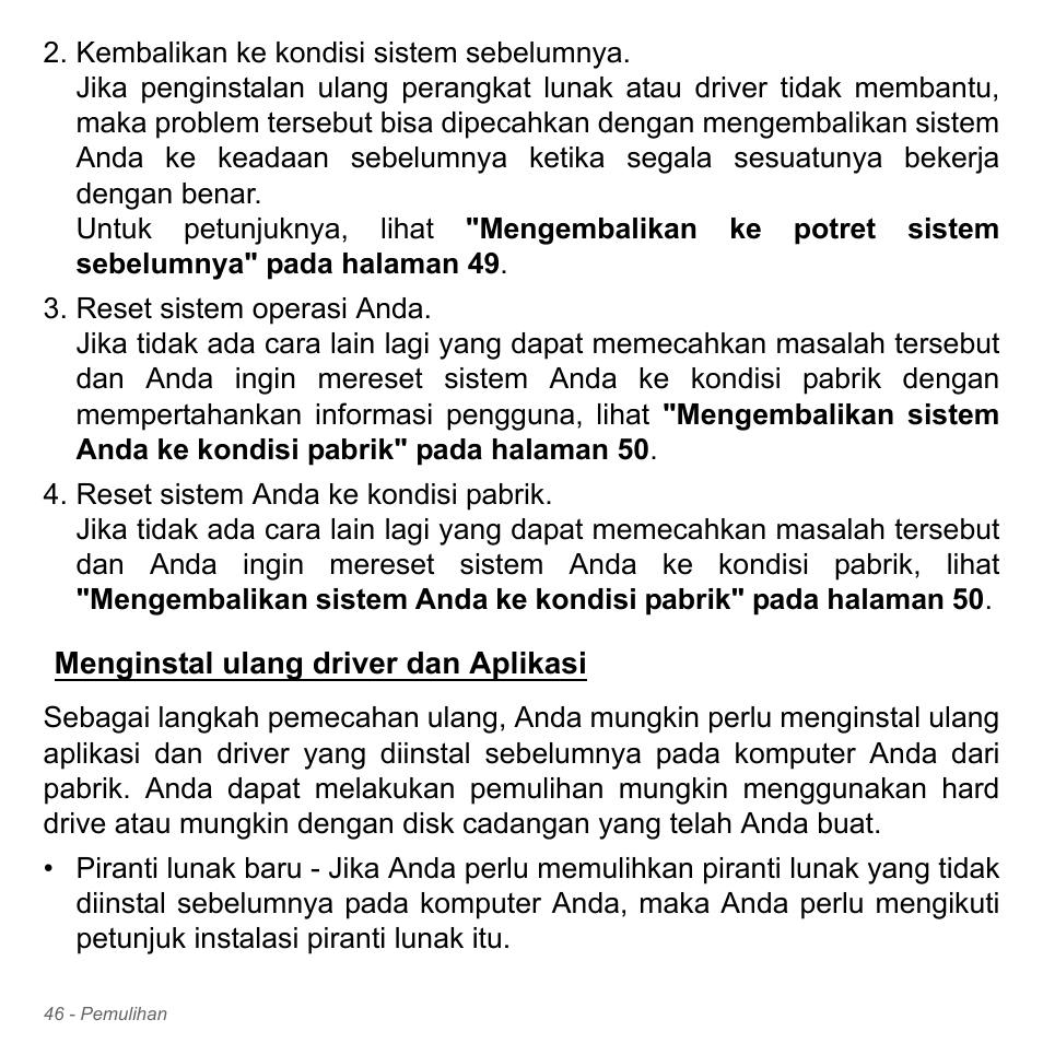 Menginstal ulang driver dan aplikasi | Acer Aspire V5-571PG User Manual | Page 3416 / 3604