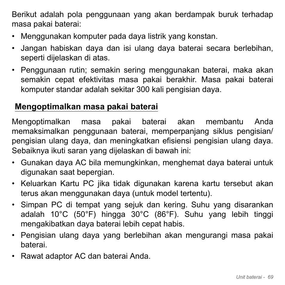 Mengoptimalkan masa pakai baterai | Acer Aspire V5-571PG User Manual | Page 3439 / 3604