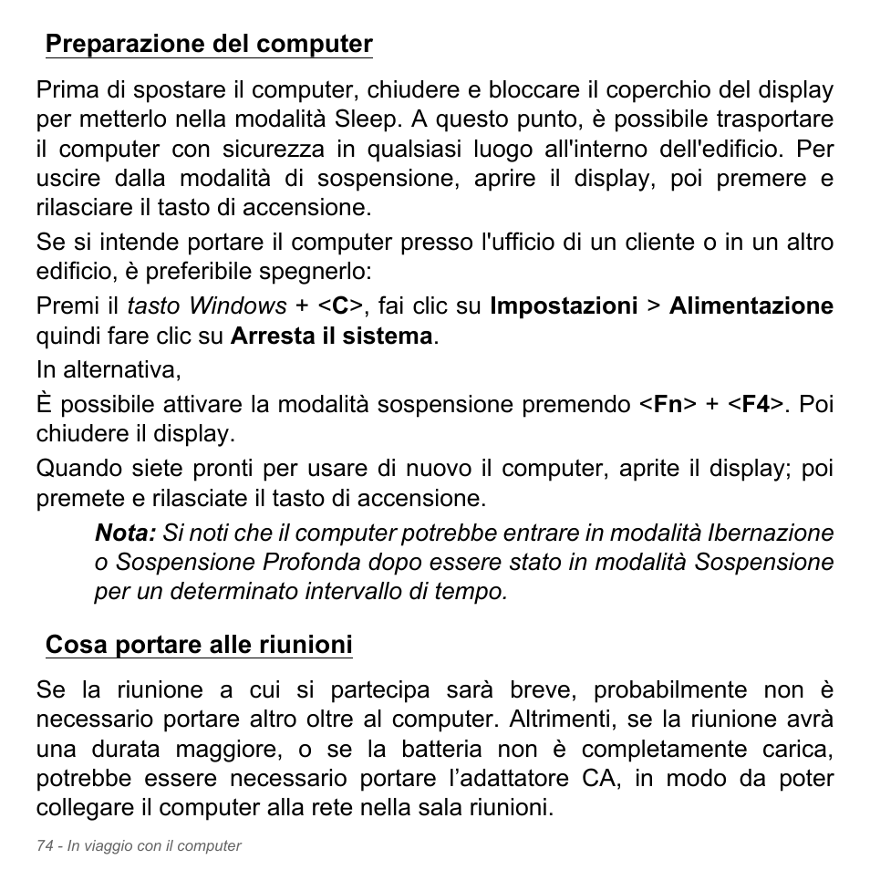 Preparazione del computer, Cosa portare alle riunioni | Acer Aspire V5-571PG User Manual | Page 444 / 3604