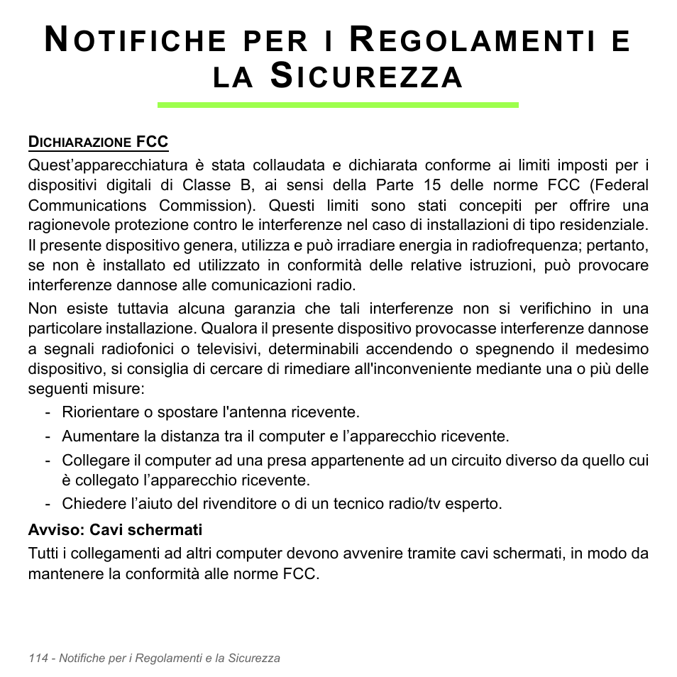 Notifiche per i regolamenti e la sicurezza, Otifiche, Egolamenti | Icurezza | Acer Aspire V5-571PG User Manual | Page 484 / 3604