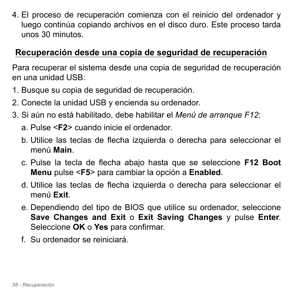 Recuperación desde una copia de, Seguridad de recuperación | Acer Aspire V5-571PG User Manual | Page 550 / 3604