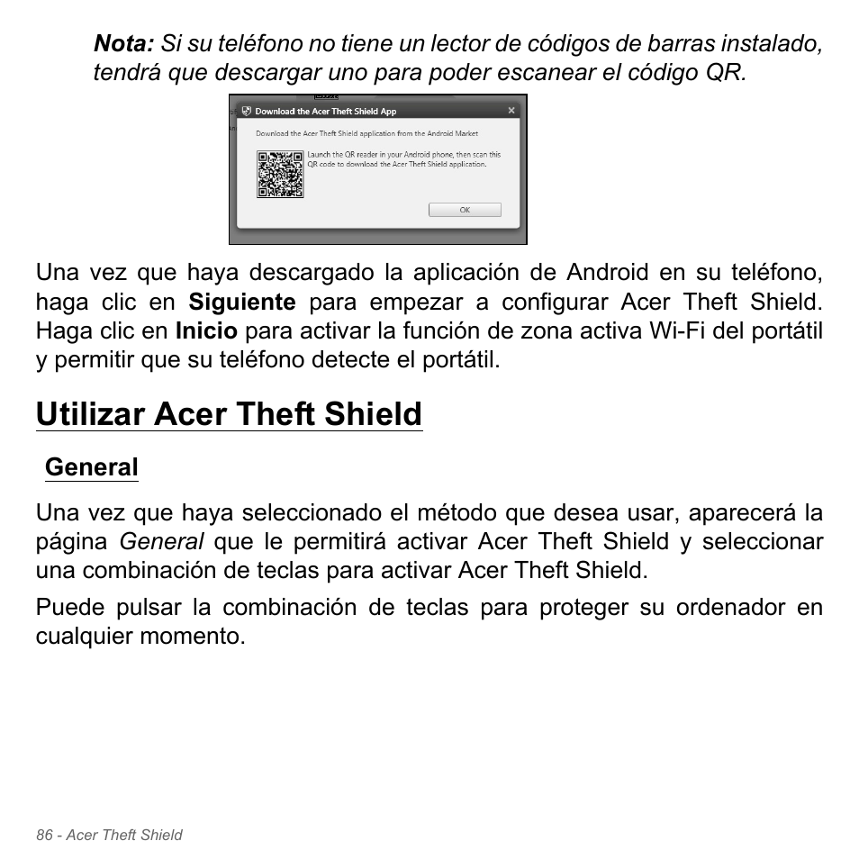 Utilizar acer theft shield, General | Acer Aspire V5-571PG User Manual | Page 578 / 3604