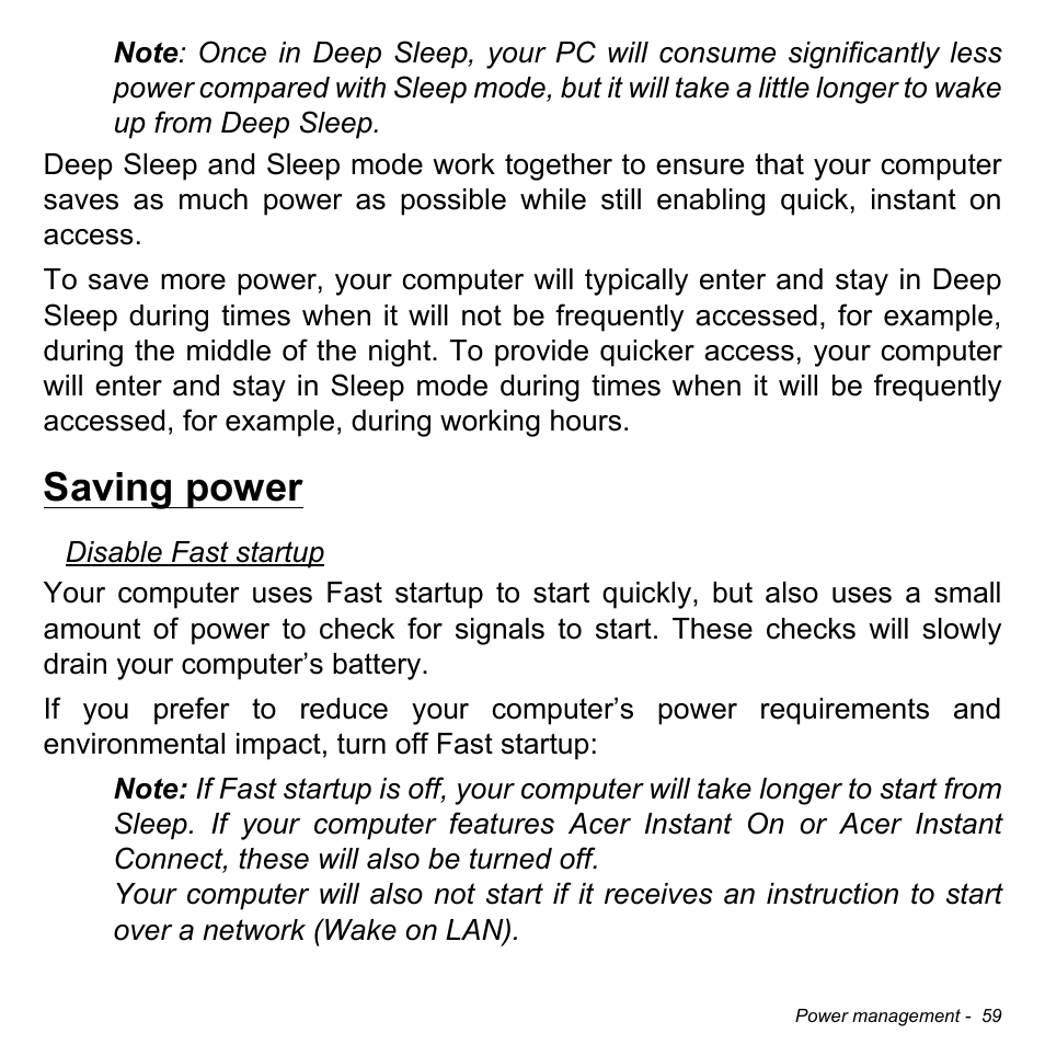 Saving power | Acer Aspire V5-571PG User Manual | Page 61 / 3604