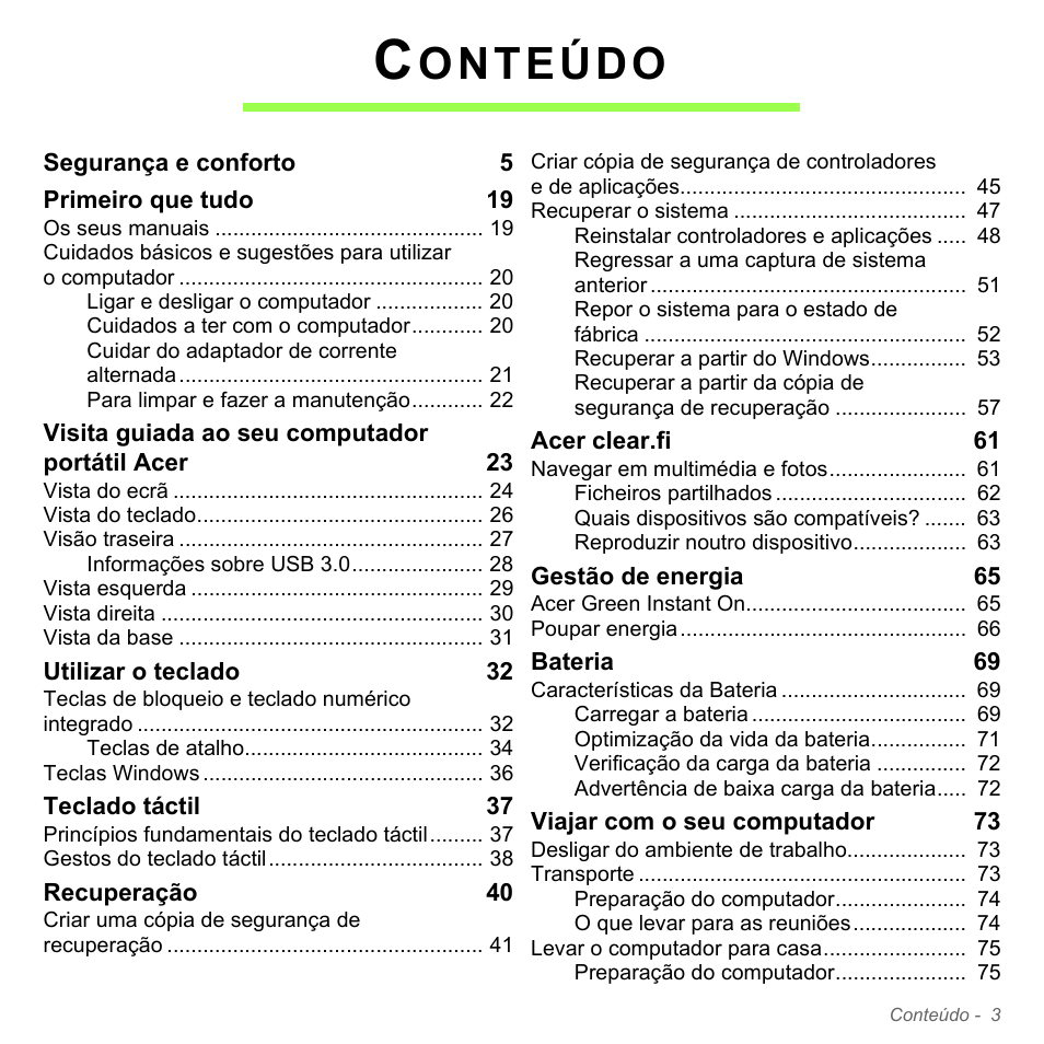Onteúdo | Acer Aspire V5-571PG User Manual | Page 621 / 3604
