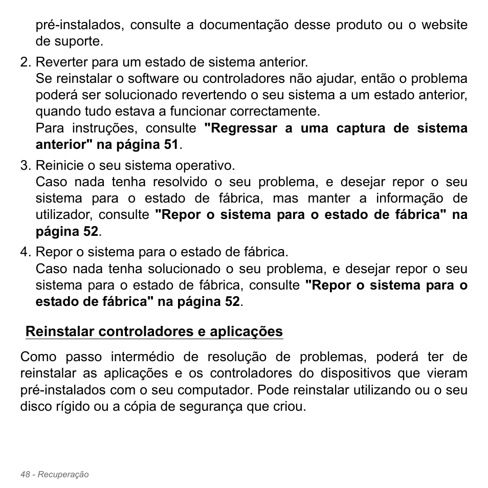 Reinstalar controladores e aplicações | Acer Aspire V5-571PG User Manual | Page 666 / 3604