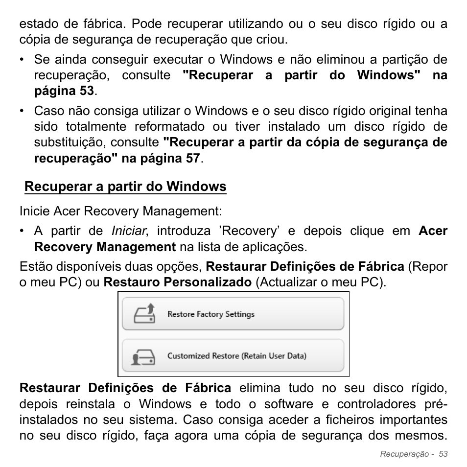 Recuperar a partir do windows | Acer Aspire V5-571PG User Manual | Page 671 / 3604