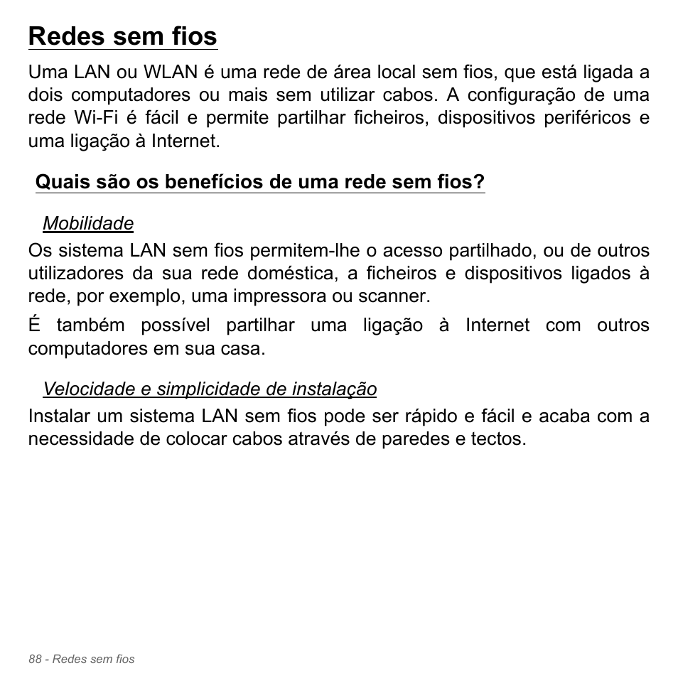 Redes sem fios, Quais são os benefícios de uma rede sem fios | Acer Aspire V5-571PG User Manual | Page 706 / 3604