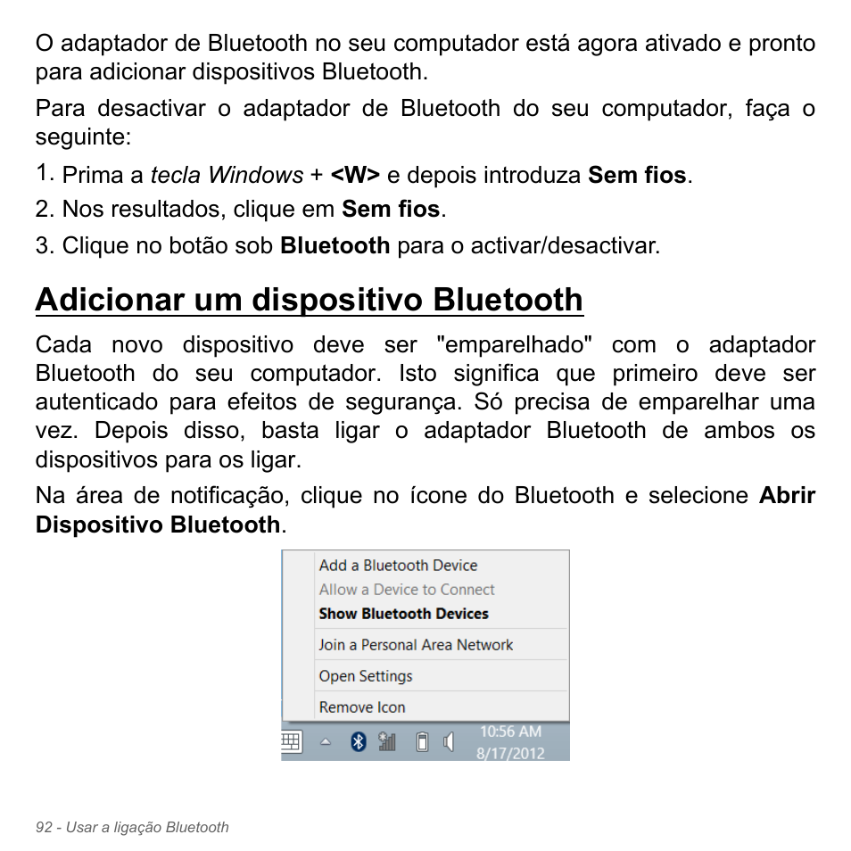 Adicionar um dispositivo bluetooth | Acer Aspire V5-571PG User Manual | Page 710 / 3604