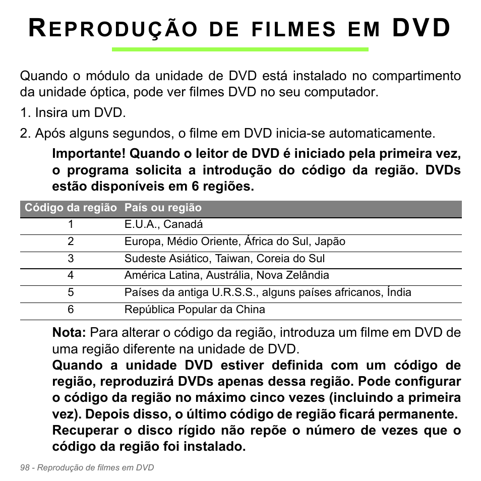 Reprodução de filmes em dvd, Eprodução, Filmes | Acer Aspire V5-571PG User Manual | Page 716 / 3604