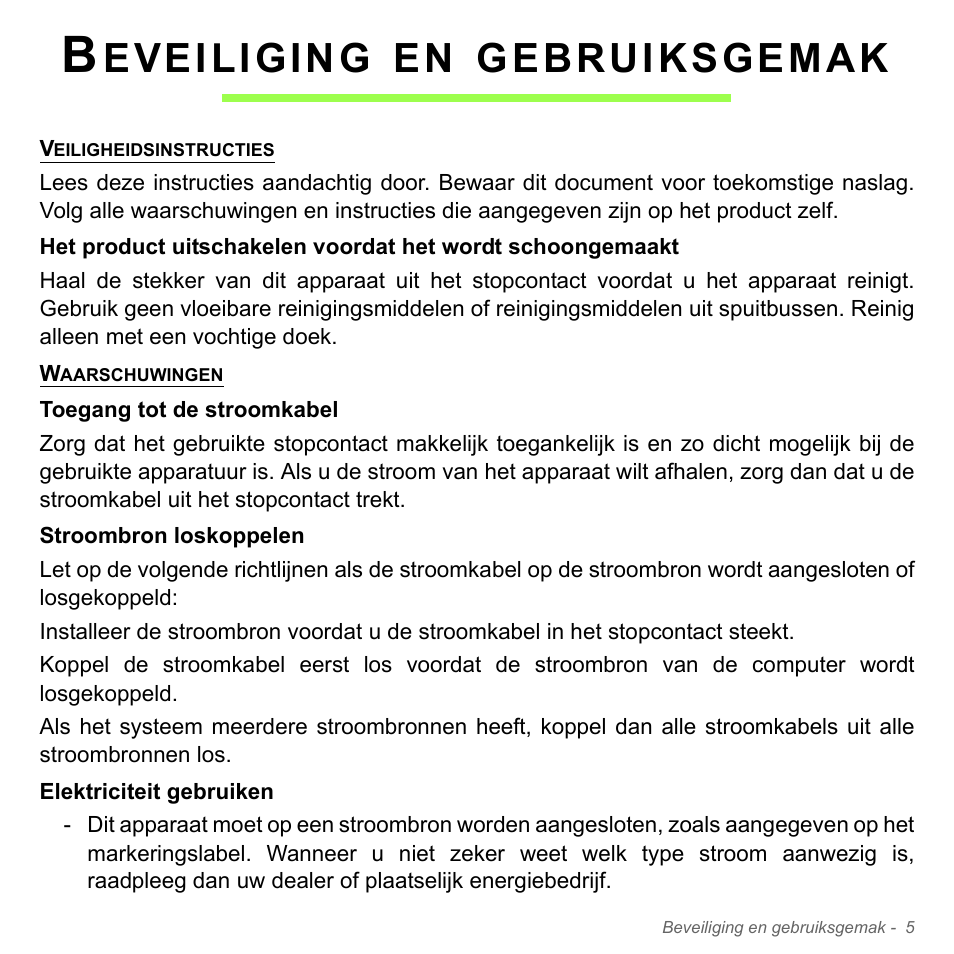 Beveiliging en gebruiksgemak, Eveiliging, Gebruiksgemak | Acer Aspire V5-571PG User Manual | Page 745 / 3604