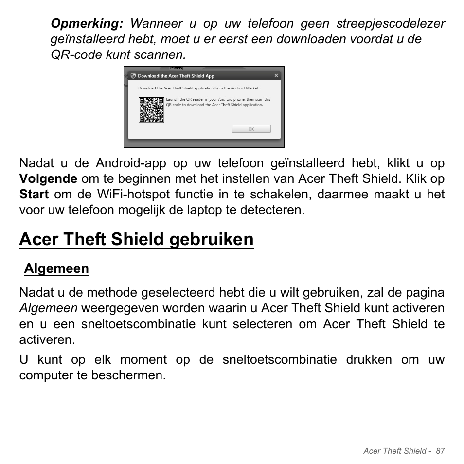 Acer theft shield gebruiken, Algemeen | Acer Aspire V5-571PG User Manual | Page 827 / 3604