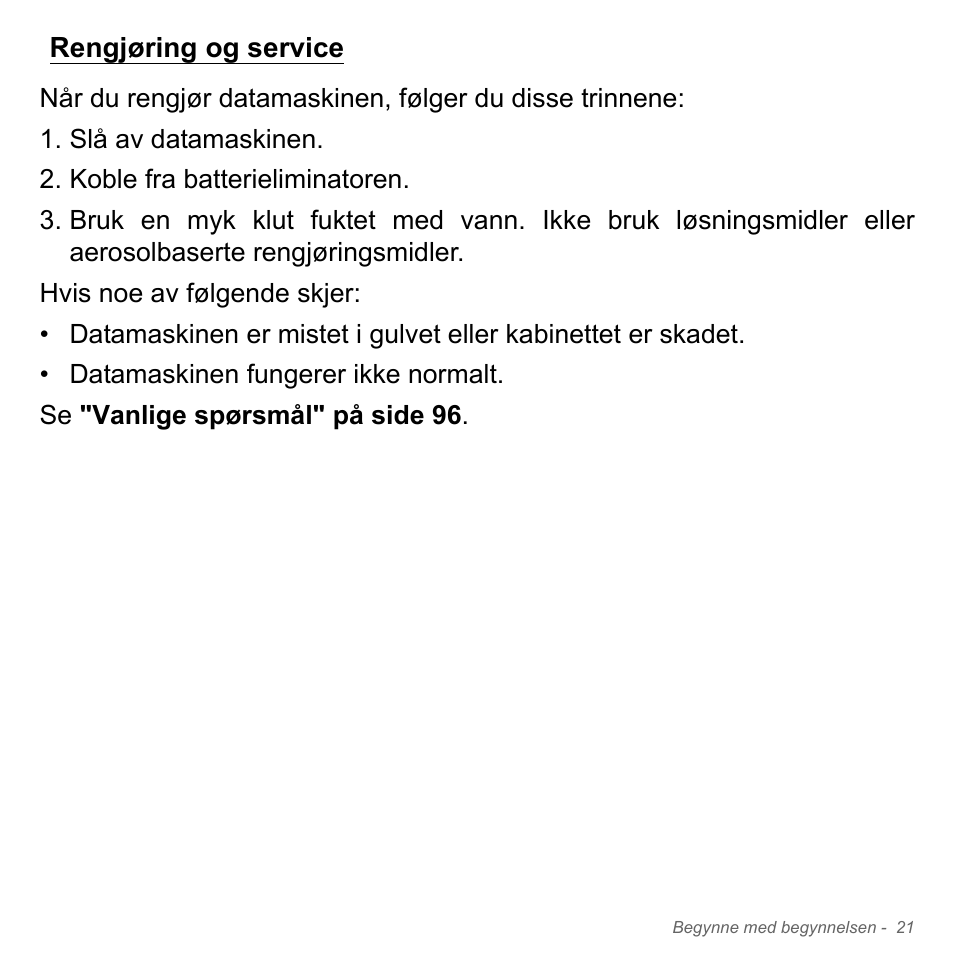 Rengjøring og service | Acer Aspire V5-571PG User Manual | Page 887 / 3604