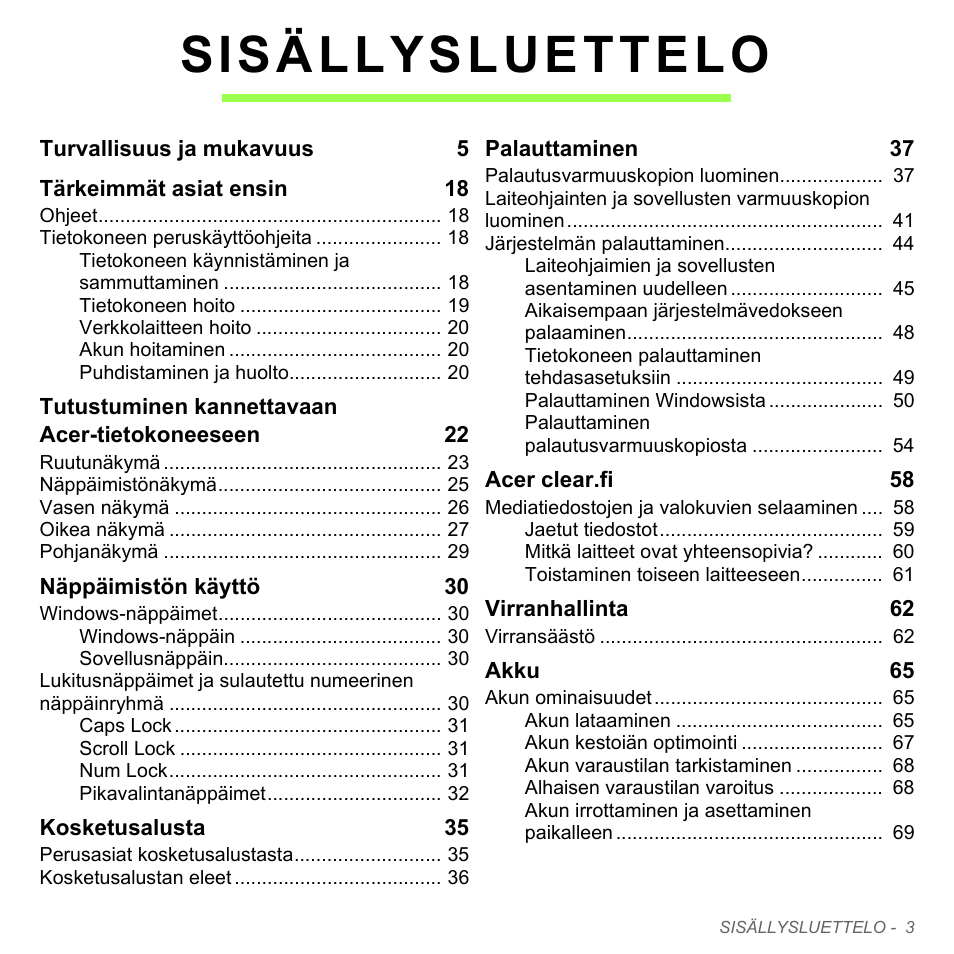 Sisällysluettelo | Acer W700P User Manual | Page 1103 / 3264