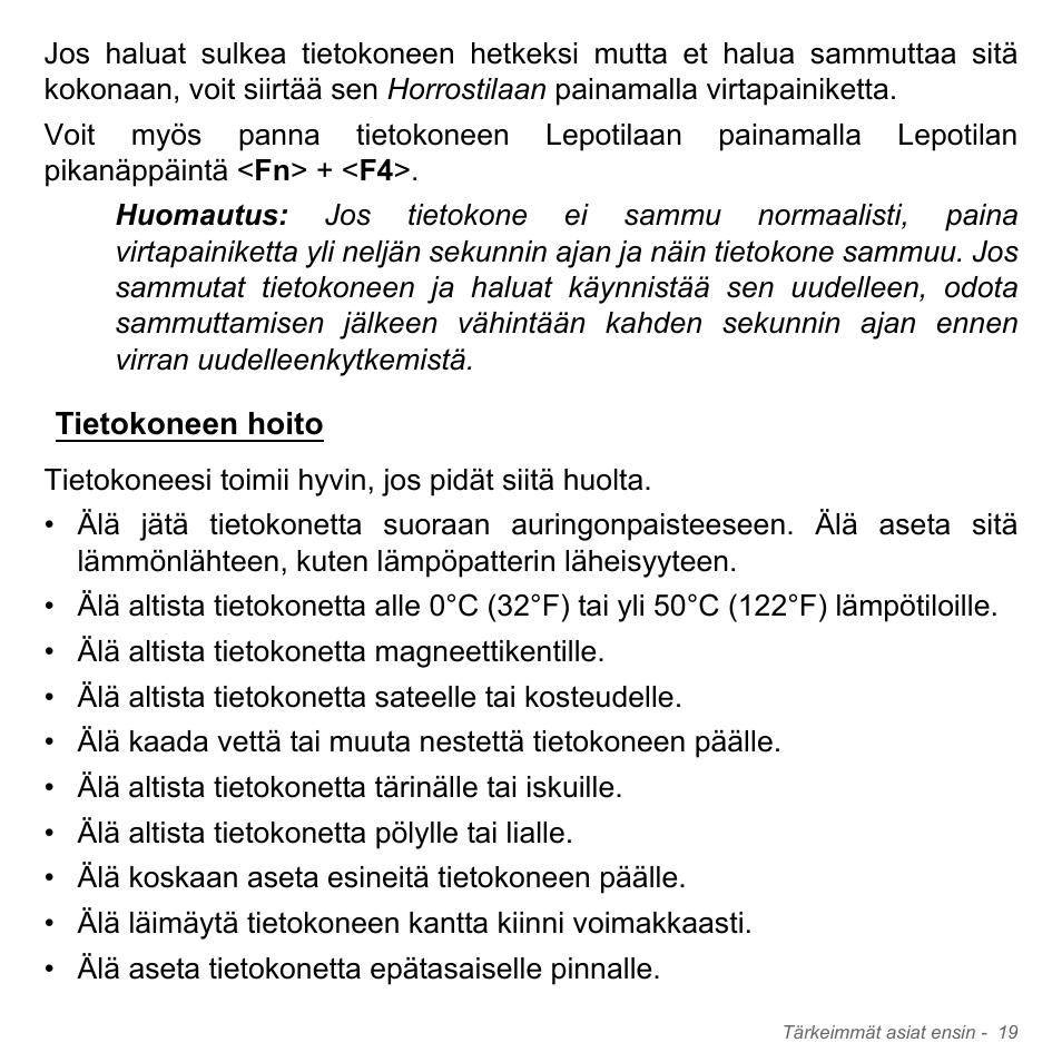 Tietokoneen hoito | Acer W700P User Manual | Page 1119 / 3264