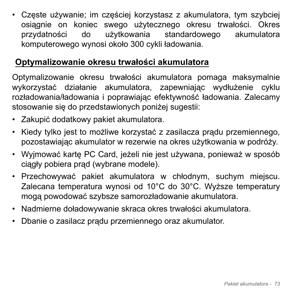 Optymalizowanie okresu trwałości akumulatora | Acer W700P User Manual | Page 1403 / 3264