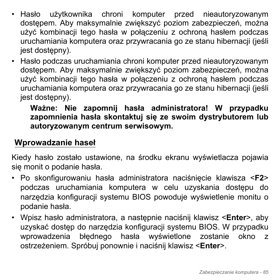 Wprowadzanie haseł | Acer W700P User Manual | Page 1415 / 3264