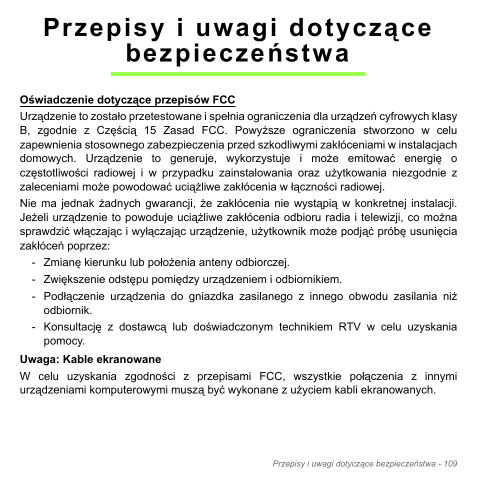 Przepisy i uwagi dotyczące bezpieczeństwa | Acer W700P User Manual | Page 1439 / 3264