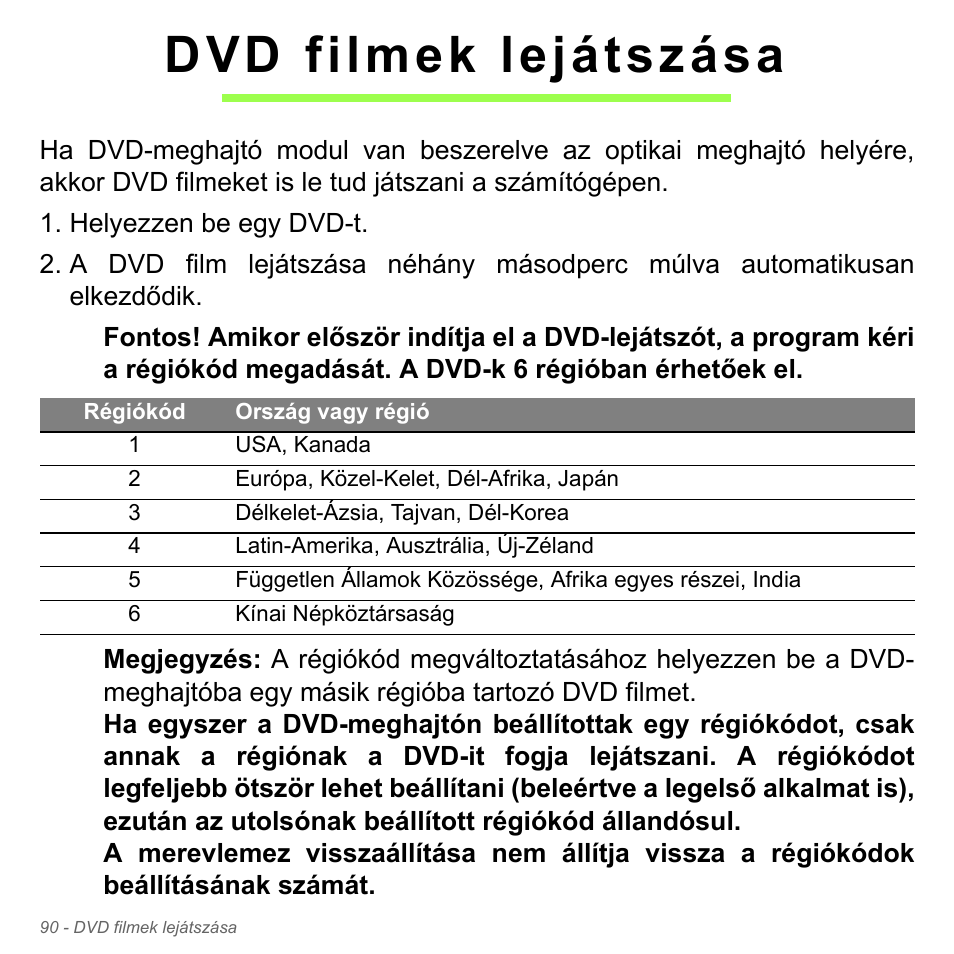 Dvd filmek lejátszása | Acer W700P User Manual | Page 1536 / 3264