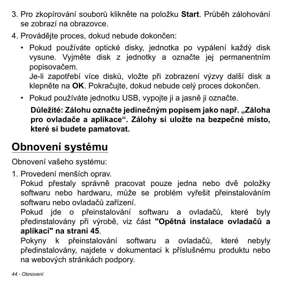 Obnovení systému | Acer W700P User Manual | Page 1604 / 3264